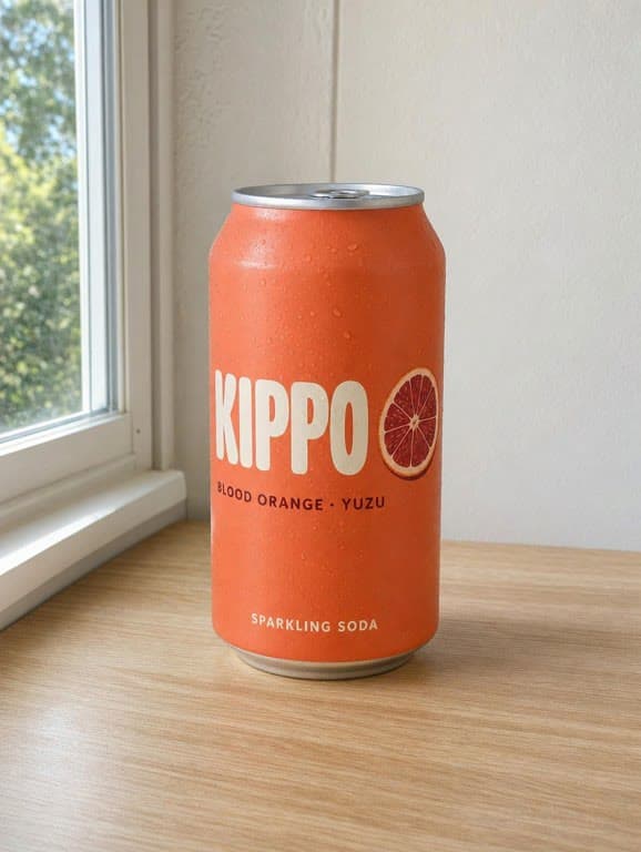 AI-generated example photo: the KIPPO Blood Orange Yuzu Sparkling Soda