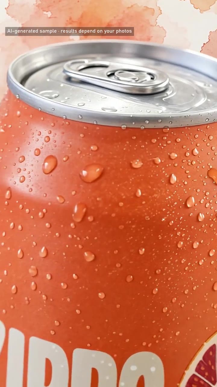 Ice Bloom in Watercolour, a watercolour still of the KIPPO Blood Orange Yuzu Sparkling Soda. AI-generated.